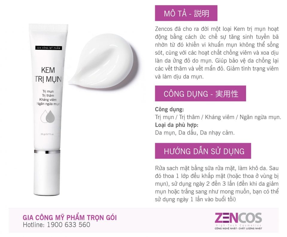 Kem Trị Mụn 4 gia công kem trị mụn