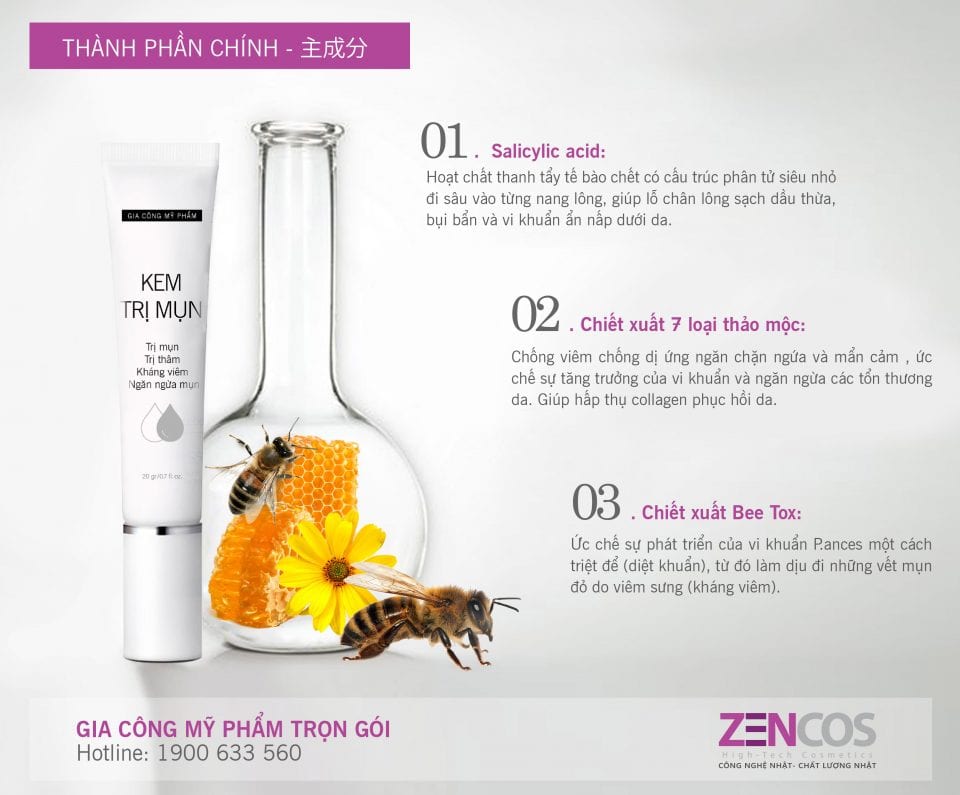 Kem Trị Mụn 5 gia công kem trị mụn